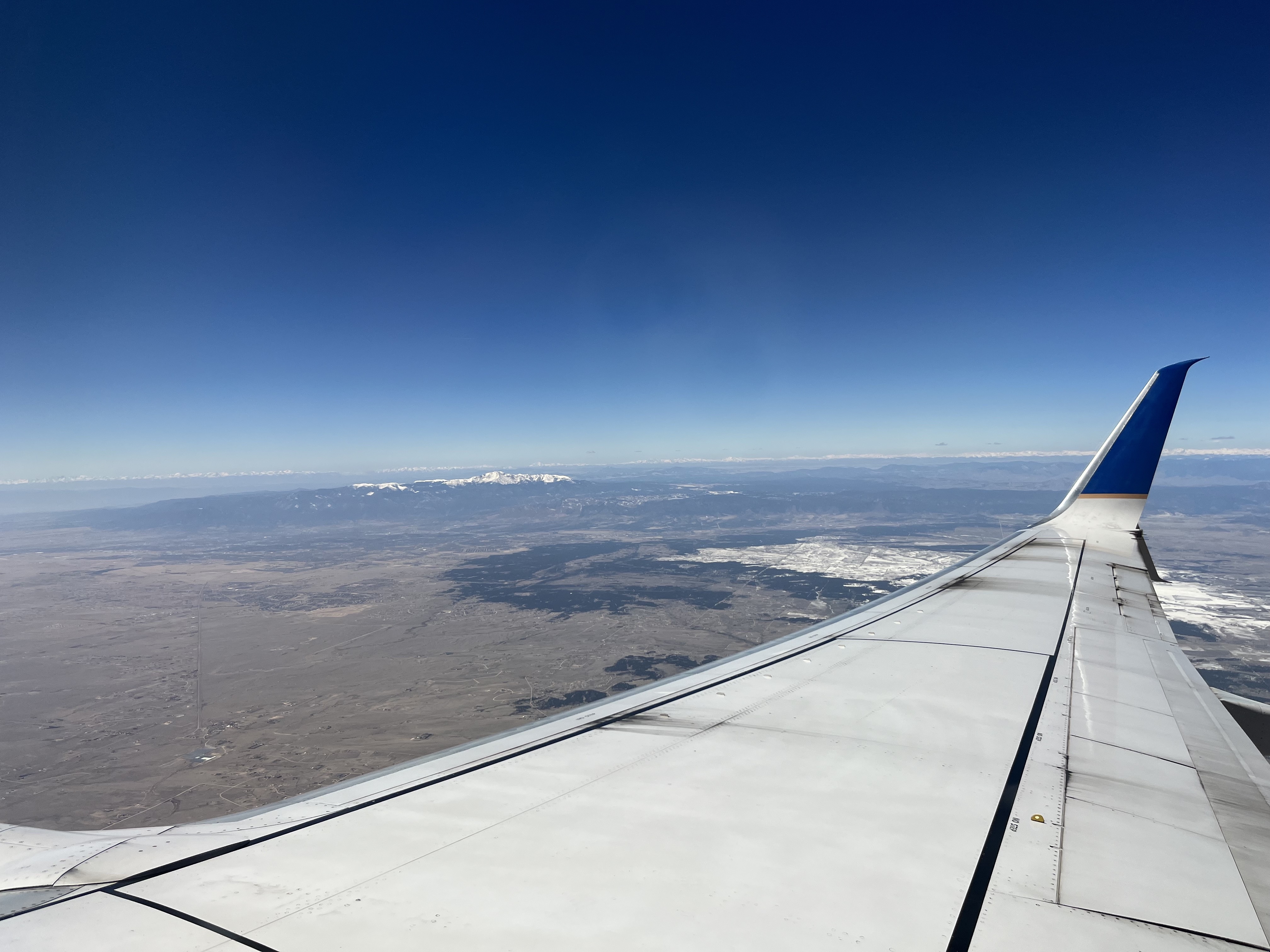 View of mountains from airplane window